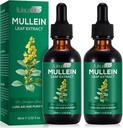 2 balenie Mullein kvapky pre Pľúca, prírodné Mullein bylinné doplnky, Mullein Leaf Extract pre Pľúcne čistenie a podporu dýchania, 2.02 fl oz