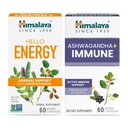 Himalája Hello Energy s Ashwagandha pre adrenálnu podporu & Daily Energy a & Ashwagandha +Imunita s vitamínom C pre Active Immune Support, 60 Kapsule Each - Bundle