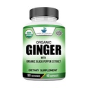 American Standard Supplements Organic Ginger Extract with Organic Black Pepper Extract, Vegan, Gluten Free, Non-GMO, 90 Kapsule, 90 Servings