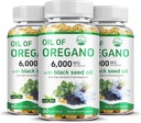 Živý prírodný olej z Oregano s olejom z čiernych semien, 2 v 1 Oregano doplnok pre imunitné zdravie, Zachováva vysoko koncentrované Carvatrol a tymochinón, non-GMO, 3 balenie