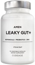 Amen Leaky Gut Supplement - Advanced Formula with Biodostupné L Glutamín, Zinok, Turmeric, DHL Licorice Root - Marshmallow Root - Probiotiká a fermentované Prebiotiká - Vegan, Non-GMO - 90 Kapsule
