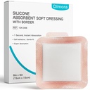 Dimora Silikone Super Absorbent na rane Obväzy - Jemné adhezívne pásy s Ultrasorb Polymer, Heavy Exudate Wound Care Pads 6"X 6" 10 Balíčky