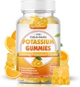 softbear Draslík Dusičnan 1000mg, bezcukrový draslík Gumies pre dospelých Podpora Noha Crumpy a svalové zdravie Vysoká potencia Draslík Supplement Gumies Orange Chladenie 60 Počet