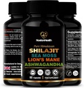Shilajit, Sea Moss, Lion's Mane a Ashwagandha Kapsule - Komplexné All-in-One Wellness Supplement pre myseľ, telo a vitality - 60 Vegan Kapsule